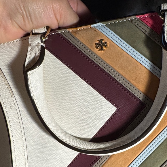 Tory Burch Cream Chevron Satchel - Picture 6 of 8
